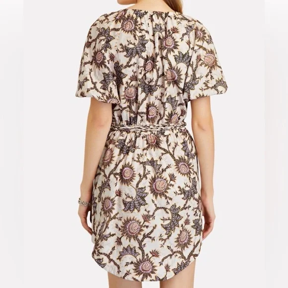 A.L.C. Adelaide Floral Tie Waist Puff Sleeve Mini Dress SZ 10 - Picture 5 of 15